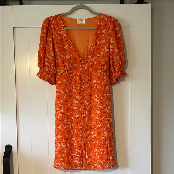 Sienna Sky Orange Floral Mini Dress - Picture 1 of 4